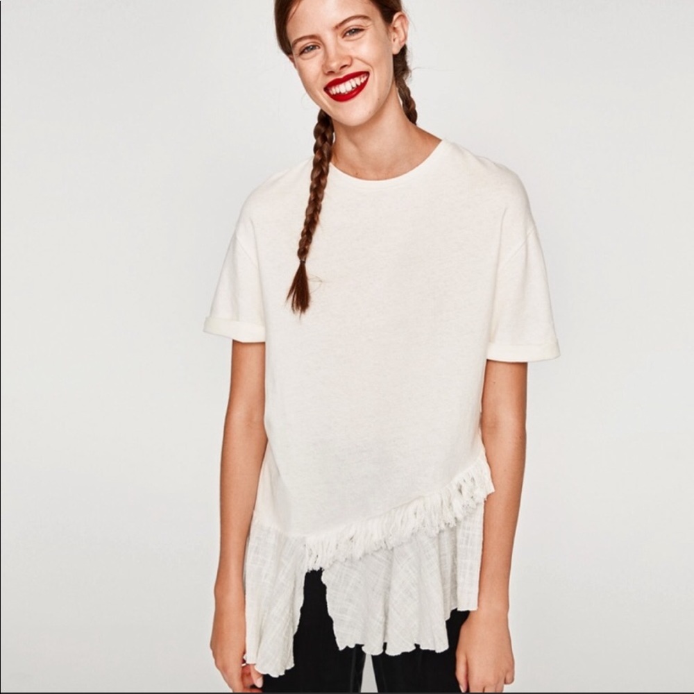Zara White Cotton Symmetrical Top